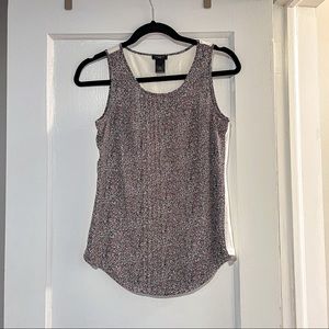 ANN TAYLOR Geometric Floral Front Pattern Print Tank Top Blouse Size XS